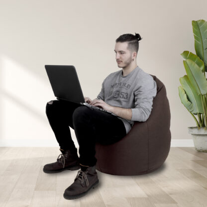 Fotoliu tip para Mara, Big Bean Bag, maro, stofa G, 74 cm - imagine 6