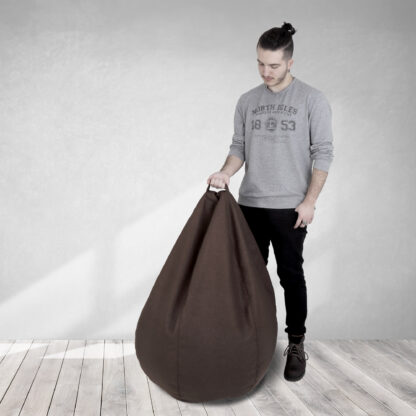 Fotoliu tip para Mara, Big Bean Bag, maro, stofa G, 74 cm - imagine 5