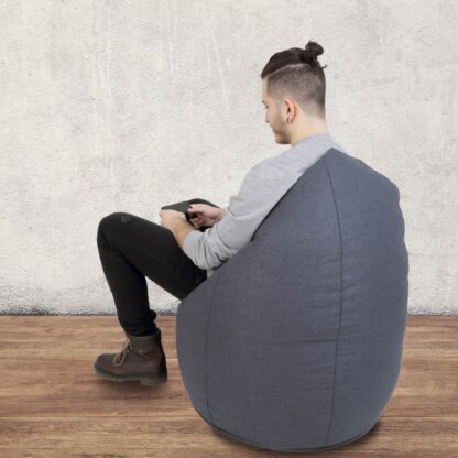 Fotoliu tip para Mara, Big Bean Bag, gri, stofa G, 74 cm - imagine 6