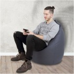Fotoliu tip para Mara, Big Bean Bag, gri, stofa G, 74 cm - imagine 7