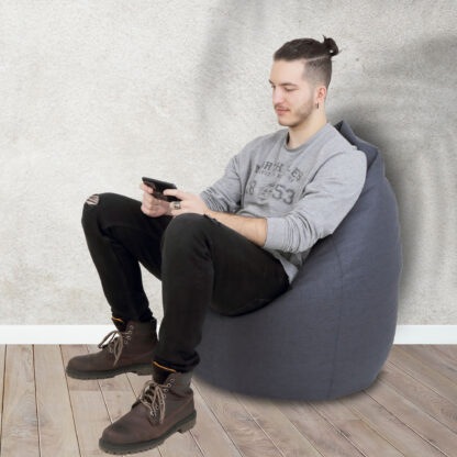 Fotoliu tip para Mara, Big Bean Bag, gri, stofa G, 74 cm - imagine 7