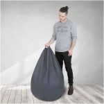 Fotoliu tip para Mara, Big Bean Bag, gri, stofa G, 74 cm - imagine 8