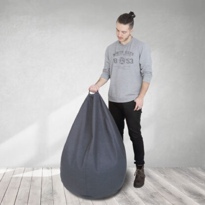 Fotoliu tip para Mara, Big Bean Bag, gri, stofa G, 74 cm - imagine 8