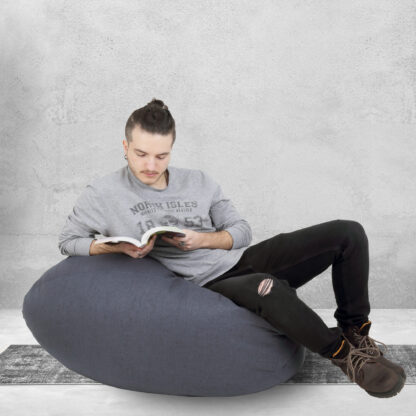 Fotoliu tip para Mara, Big Bean Bag, gri, stofa G, 74 cm - imagine 9