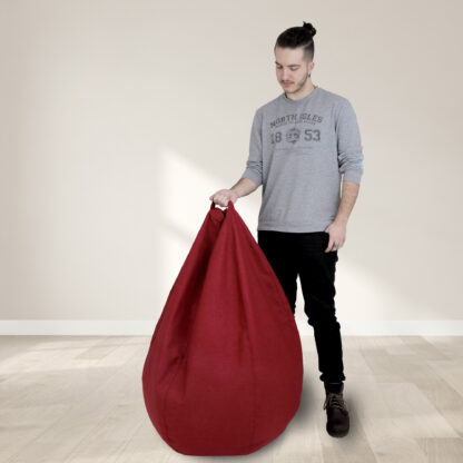 Fotoliu tip para Mara, Big Bean Bag, rosu, stofa G, 74 cm - imagine 6