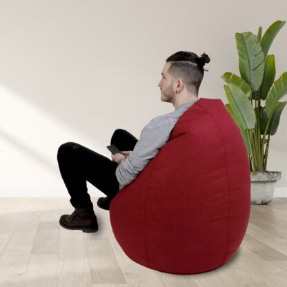 Fotoliu tip para Mara, Big Bean Bag, rosu, stofa G, 74 cm - imagine 8