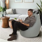 Fotoliu tip para Mara, Big Bean Bag, verde pastel, stofa G, 74 cm - imagine 6