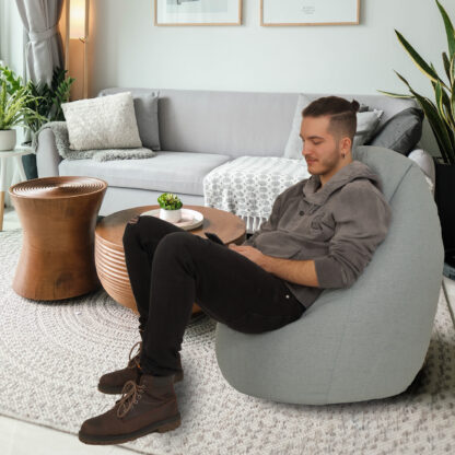 Fotoliu tip para Mara, Big Bean Bag, verde pastel, stofa G, 74 cm - imagine 6