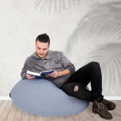 Fotoliu tip para Mara, Big Bean Bag, bleu, stofa G, 74 cm - imagine 7