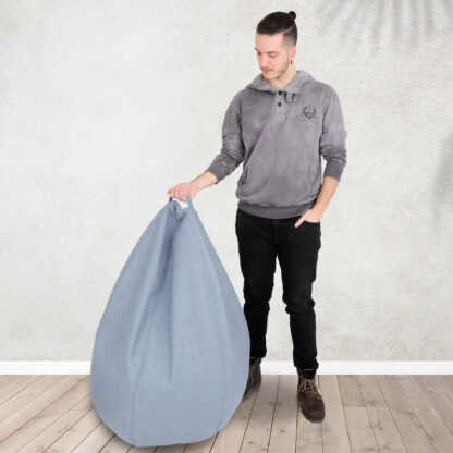 Fotoliu tip para Mara, Big Bean Bag, bleu, stofa G, 74 cm - imagine 8