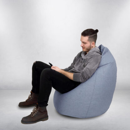 Fotoliu tip para Mara, Big Bean Bag, bleu, stofa G, 74 cm - imagine 9
