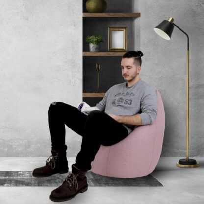 Fotoliu tip para Mara, Big Bean Bag, roz, stofa G, 74 cm - imagine 8