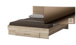 Dormitor Solano, Sonoma, Dulap 150 cm, Pat cu tablie tapitata camel 160×200 cm, 2 noptiere, comoda - imagine 3