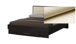 Dormitor Solano, Wenge, Dulap 183 cm, Alb, Pat cu tablie tapitata crem 160×200 cm, 2 noptiere, comoda - imagine 3