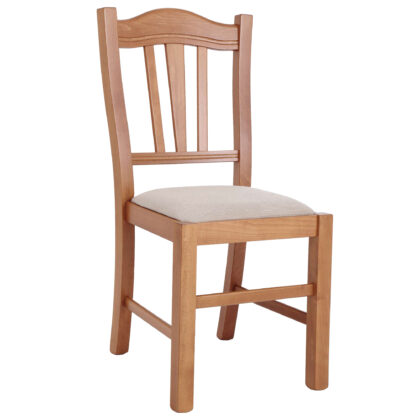 Scaun Silvana, stofa, cadru cires, culoare crem, 44x96x49 cm