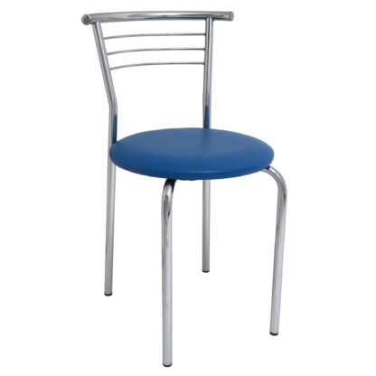 Scaun Markos, albastru 21898, 78x44x48 cm, cadru cromat, imitatie piele