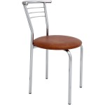 Scaun Markos, cognac 8070, 78x44x48 cm, cadru cromat, imitatie piele - imagine 2