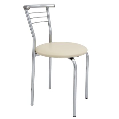 Scaun Markos, crem 21834, 78x44x48 cm, cadru cromat, imitatie piele - imagine 3