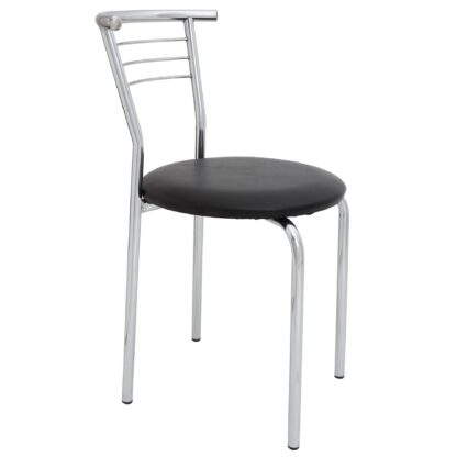 Scaun Markos, negru 21901, 78x44x48 cm, cadru cromat, imitatie piele - imagine 3