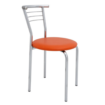 Scaun Markos, portocaliu 21895, 78x44x48 cm, cadru cromat, imitatie piele - imagine 3