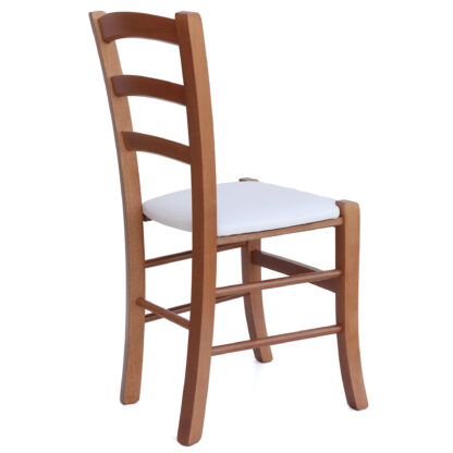 Scaun Paesana, alb 21894, 43x88x45 cm, cadru cires, imitatie piele - imagine 5