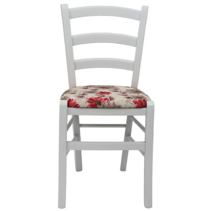 Scaun Paesana, rosu CK25, 43x88x45 cm, cadru alb, stofa Floral - imagine 2