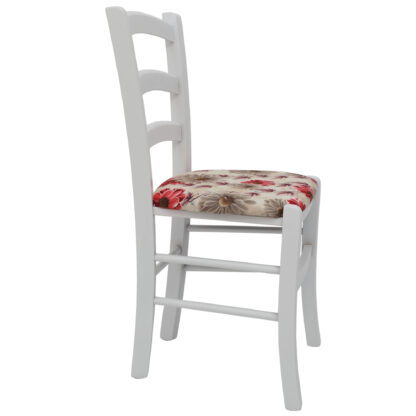 Scaun Paesana, rosu CK25, 43x88x45 cm, cadru alb, stofa Floral - imagine 4