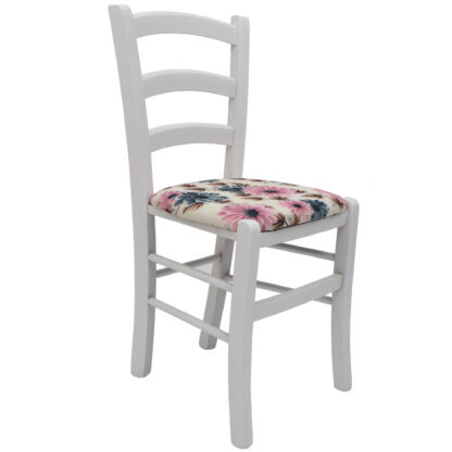 Scaun Paesana, turcoaz CK27, 43x88x45 cm, cadru alb, stofa Floral