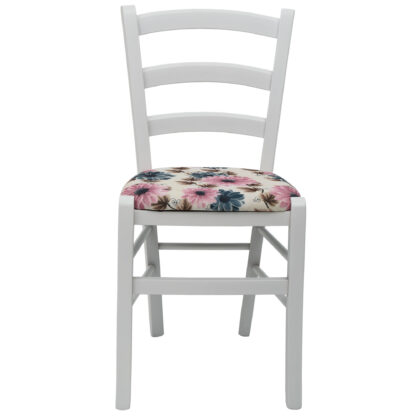 Scaun Paesana, turcoaz CK27, 43x88x45 cm, cadru alb, stofa Floral - imagine 2