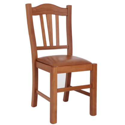 Scaun Silvana tapitat, cadru cires, imitatie piele, cognac 8070