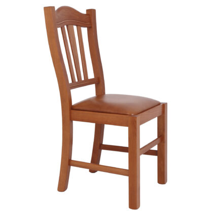 Scaun Silvana tapitat, cadru cires, imitatie piele, cognac 8070 - imagine 3
