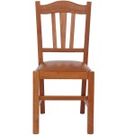 Scaun Silvana tapitat, cadru cires, imitatie piele, cognac 8070 - imagine 6