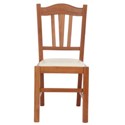 Scaun Silvana tapitat, cadru cires, imitatie piele, crem 21834 - imagine 3