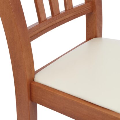 Scaun Silvana tapitat, cadru cires, imitatie piele, crem 21834 - imagine 4
