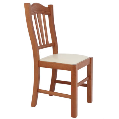 Scaun Silvana tapitat, cadru cires, imitatie piele, crem 21834 - imagine 5