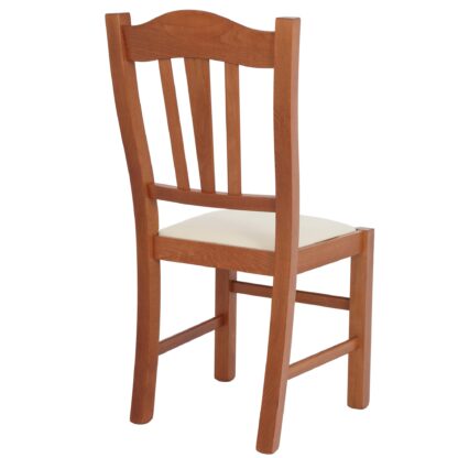 Scaun Silvana tapitat, cadru cires, imitatie piele, crem 21834 - imagine 6