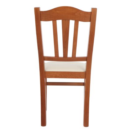 Scaun Silvana tapitat, cadru cires, imitatie piele, crem 21834 - imagine 2