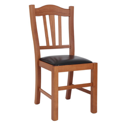 Scaun Silvana tapitat, cadru cires, imitatie piele, negru 21901