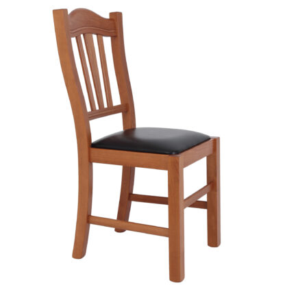 Scaun Silvana tapitat, cadru cires, imitatie piele, negru 21901 - imagine 3