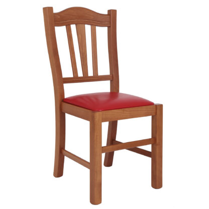Scaun Silvana tapitat, cadru cires, imitatie piele, rosu 21900