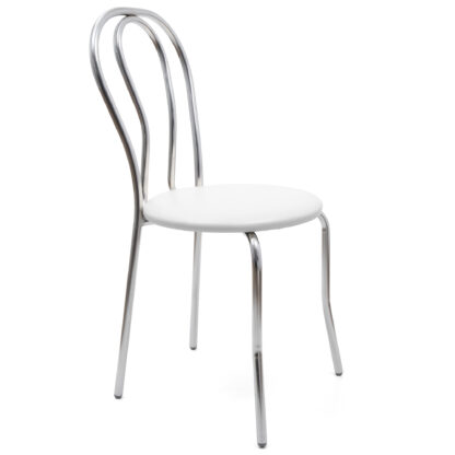 Scaun Tulipan, alb 21894, 89x40x50 cm, cadru crom, imitatie piele