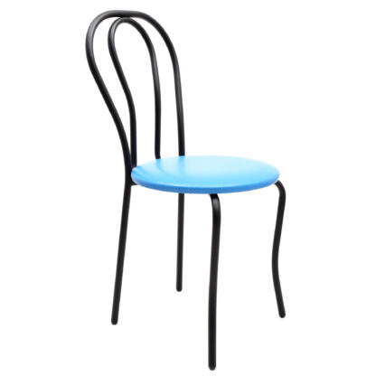 Scaun Tulipan, albastru 21898, 89x40x50 cm, cadru negru, imitatie piele