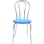 Scaun Tulipan, albastru 21898, 89x40x50 cm, cadru crom, imitatie piele - imagine 2
