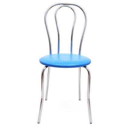 Scaun Tulipan, albastru 21898, 89x40x50 cm, cadru crom, imitatie piele - imagine 2