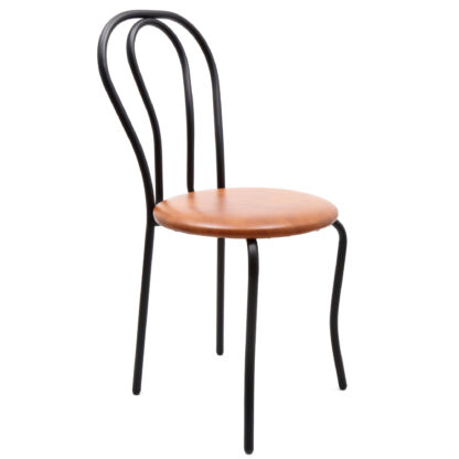 Scaun Tulipan, cognac 8070, 89x40x50 cm, cadru negru, imitatie piele