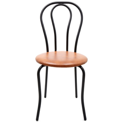 Scaun Tulipan, cognac 8070, 89x40x50 cm, cadru negru, imitatie piele - imagine 3