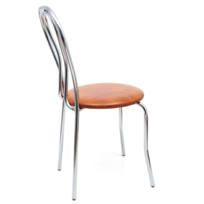 Scaun Tulipan, cognac 8070, 89x40x50 cm, cadru crom, imitatie piele - imagine 3