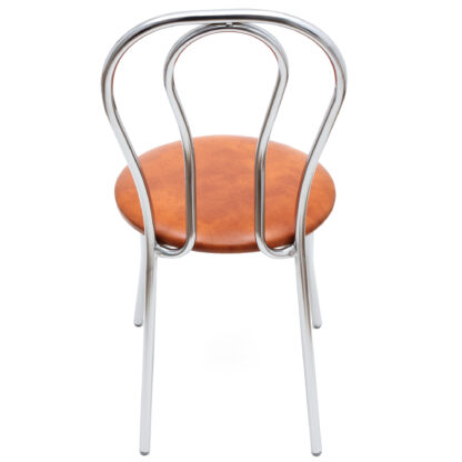 Scaun Tulipan, cognac 8070, 89x40x50 cm, cadru crom, imitatie piele - imagine 4
