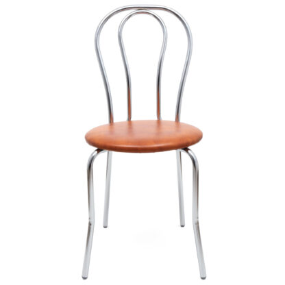 Scaun Tulipan, cognac 8070, 89x40x50 cm, cadru crom, imitatie piele - imagine 2