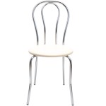 Scaun Tulipan, crem 21834, 89x40x50 cm, cadru crom, imitatie piele - imagine 4